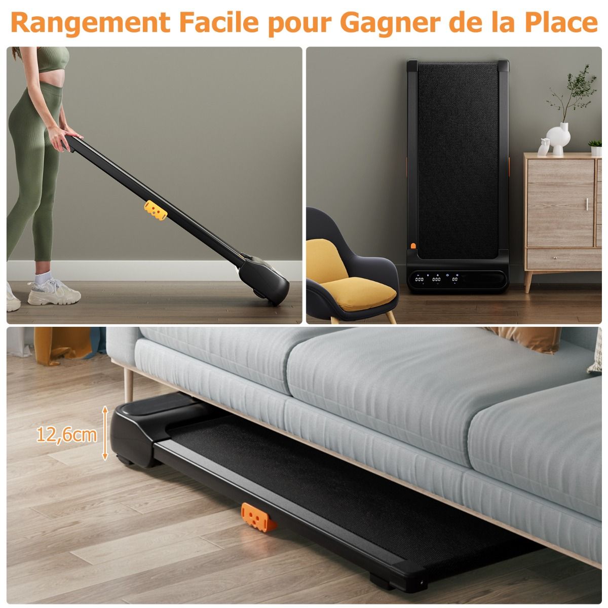 Tapis de Course et de Marche avec 12 Programmes Prdfinis Tlcommande et cran Tactile Led Machine de Jogging et de Marche Capacit 120 Kg Noir -