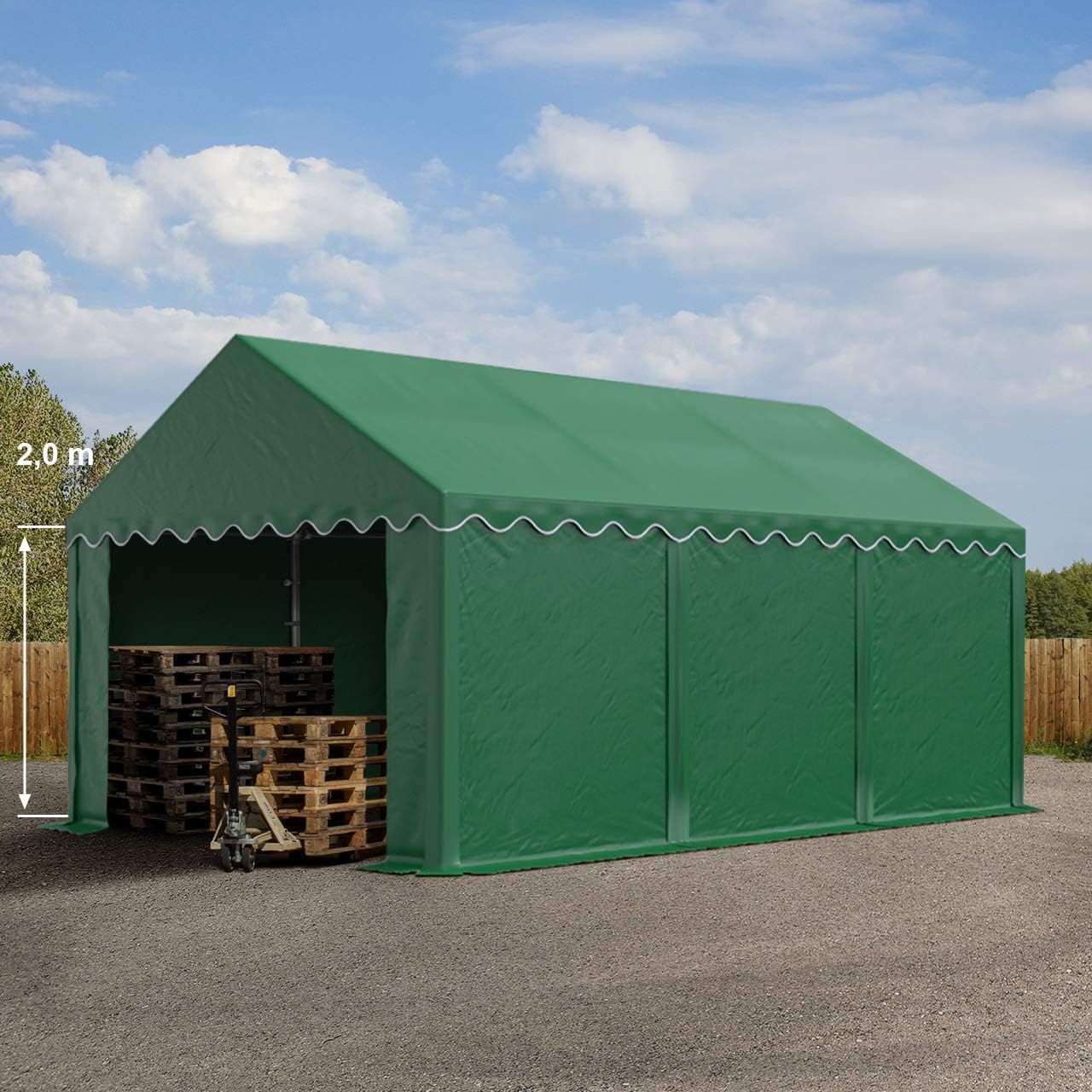 TOOLPORT Tente de Stockage 4x6 m abri bâche PVC 700 N imperméable Vert foncé