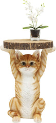 Kare Design Table d'Appoint Animal Ms. Cat, Chat, Marron/Orange, Rond, Diamètre 33 cm, Table de Salon, Meuble, Cadeau, Deco Intérieur, Décoration Chambre, Maison