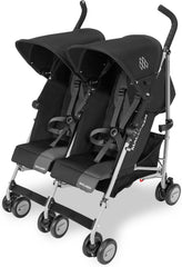 Poussette double Maclaren Twin Triumph (6 mois,jusqu' 15 kg,un enfant par sige),lgre et compacte,capote extensible UPF 50+ avec habillage pluie - Noir/Anthracite