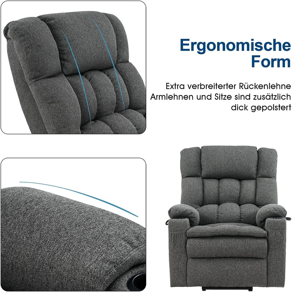 MCombo 7546 Fauteuil de Relaxation électrique avec 3 Moteurs réglables séparément