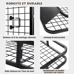 Porte-Bagages de Toit pour Voiture en Métal 122,5x102CM avec Déflecteur d’Air Capacité 75 KG Noir Accessoires Automobiles -