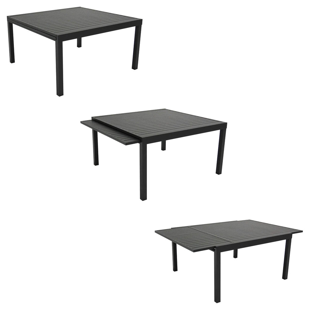 Salon de jardin extensible 10 places de 140/200cm en textilène gris - aluminium anthracite VENEZIA -
