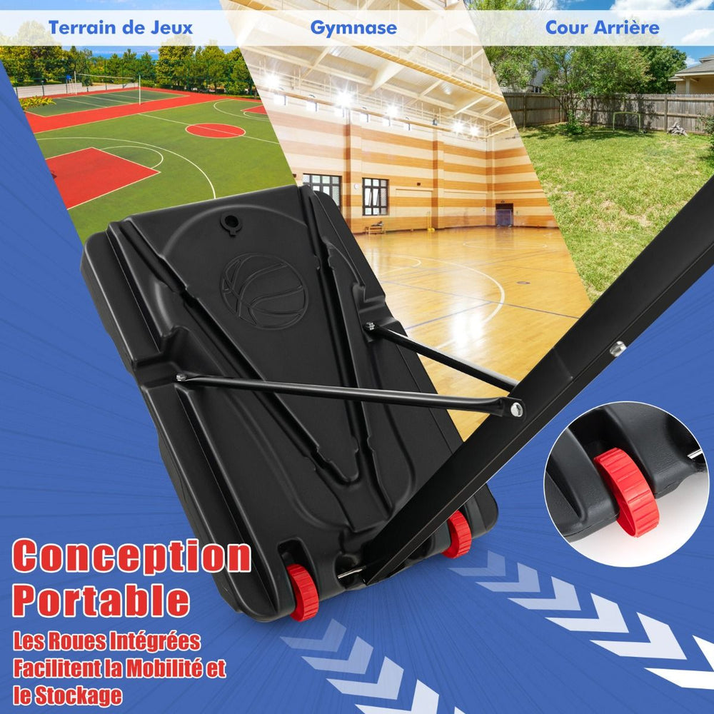 Panier de Basketball sur Pieds avec Hauteur Réglable 1,55-3,1m Support de Basketball avec Panneau Arrière en PE pour Enfants et Jaunes -