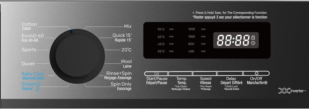 Lave-linge frontal GEDTECH GLL71200BL - 7 Kgs - 1200 tr/mn - 16 programmes - Eco - Intensif - Rapide – Très Faible conso