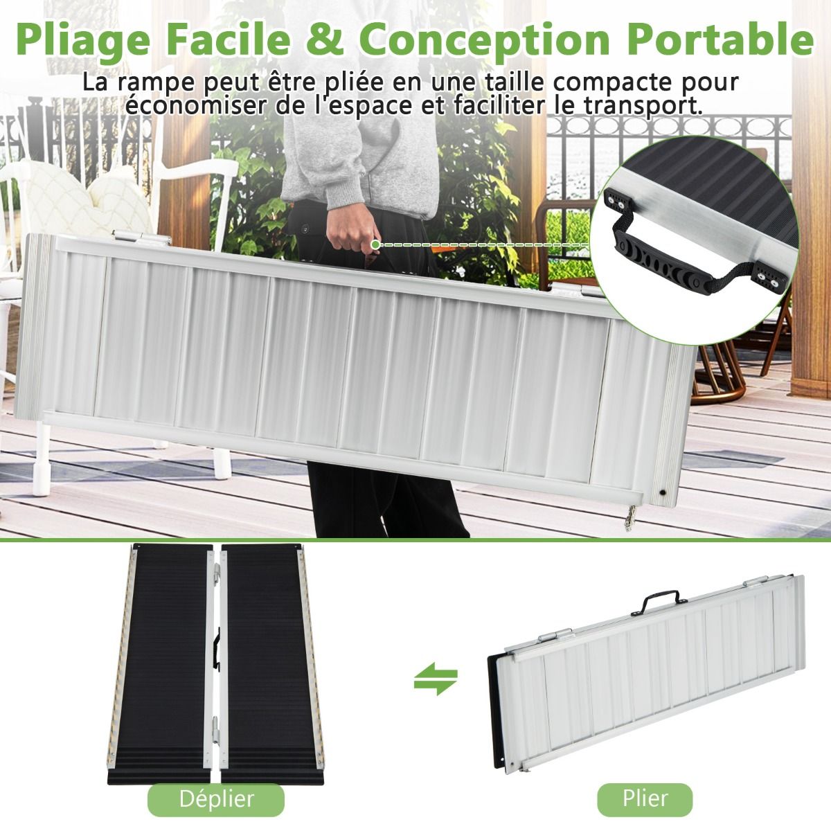 Rampe D檃ccs en Aluminium avec Plaque de Transition pour Maison 122L -