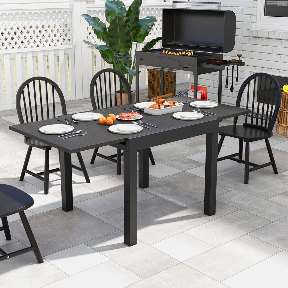 Table de Jardin Extensible en Aluminium Ajustable de 80 à 160 CM Table à Manger Rectangulaire pour 4-6 Personnes Gris/Naturel -