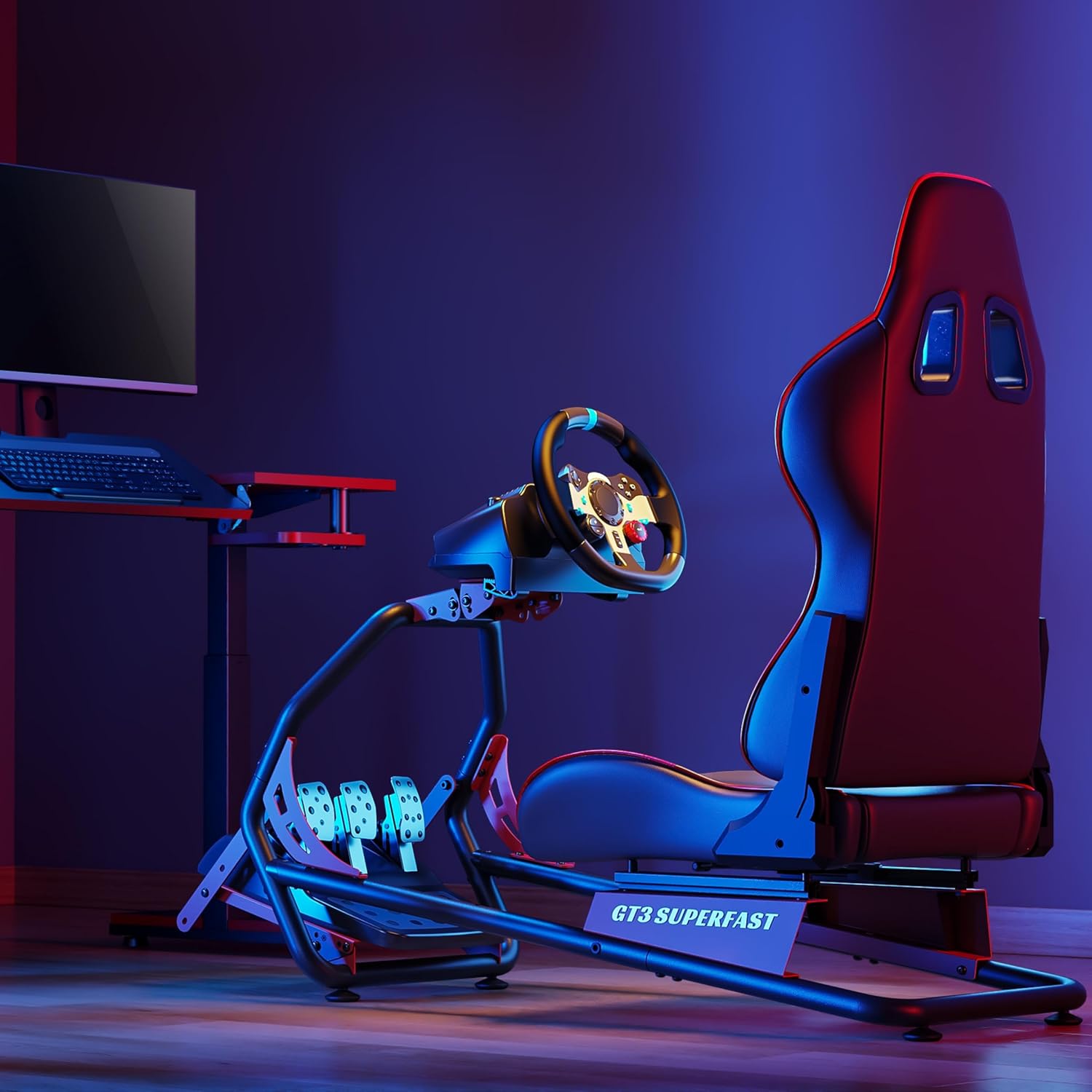 OPLITE GT3 Superfast V2 est un cockpit de simulation de conduite de type GT/Rallye,idal pour une introduction au SIMRACING
