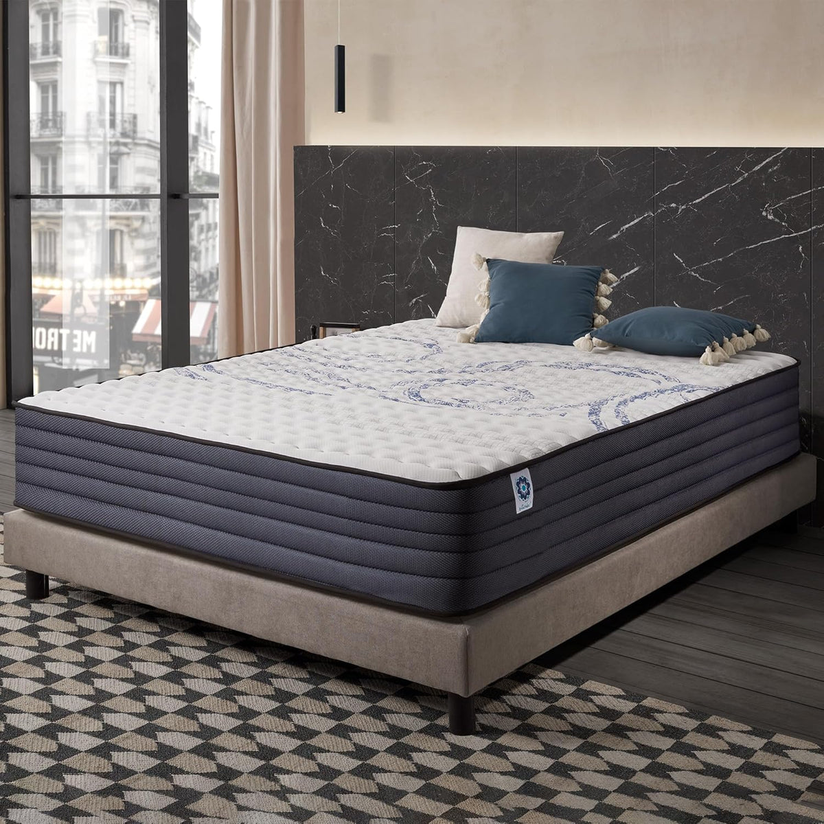 NATURALEX - Matelas PerfectSleep 140x190 cm - 30 cm - Soutien Mousse à mémoire de Forme - Accueil Blue Latex - Confort Ferme - Respirant - 7 Zones - Réversible - Haute Densité - Fabriqué en Europe