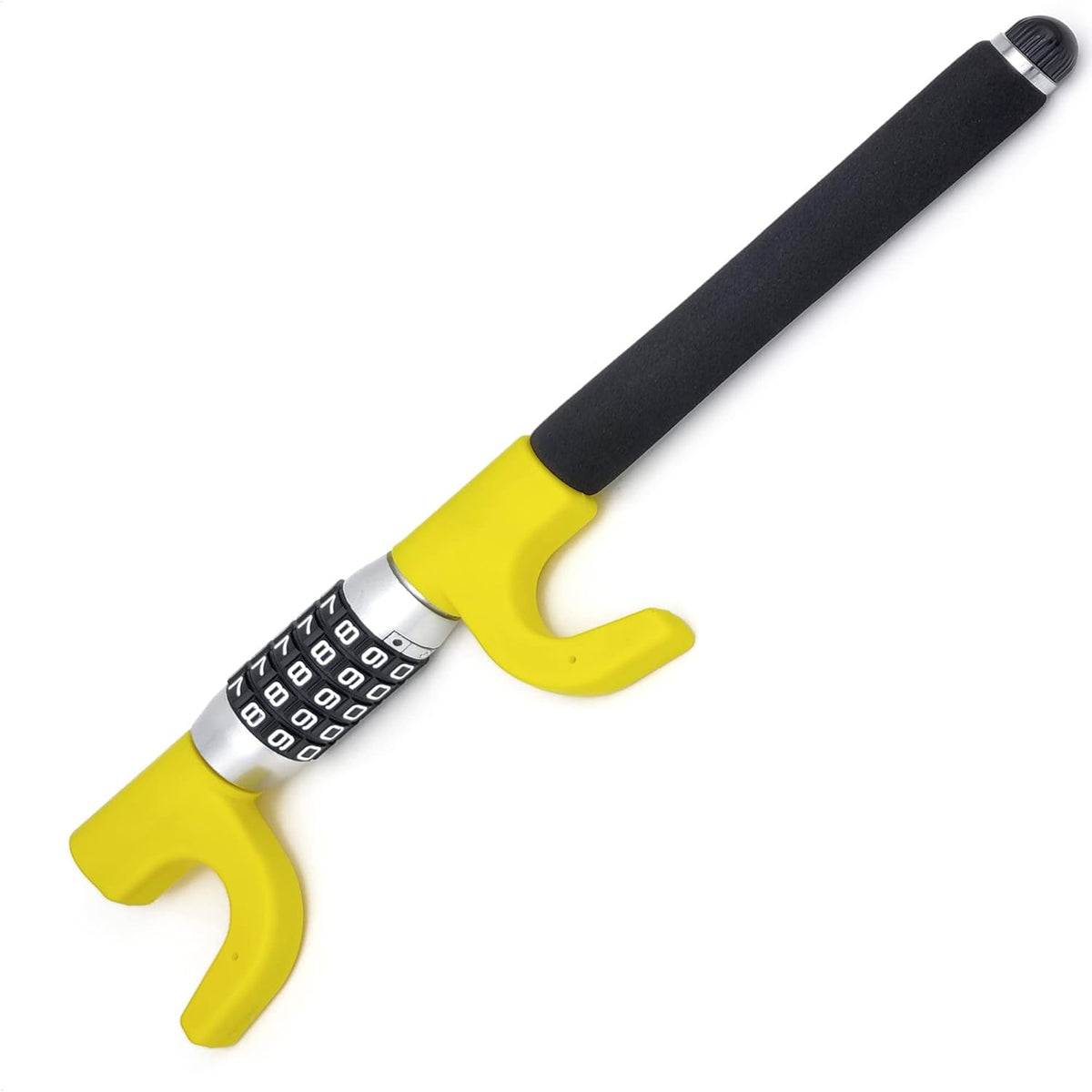 KRASER KR940B Antivol Voiture à Code Sécurité Maximale, Canne Jaune Plus Visible et Dissuasif, Robuste Bloque Volant avec Marteau d'Urgence, Bloc Barre Anti Vol Universel pour Auto, Camping-Car
