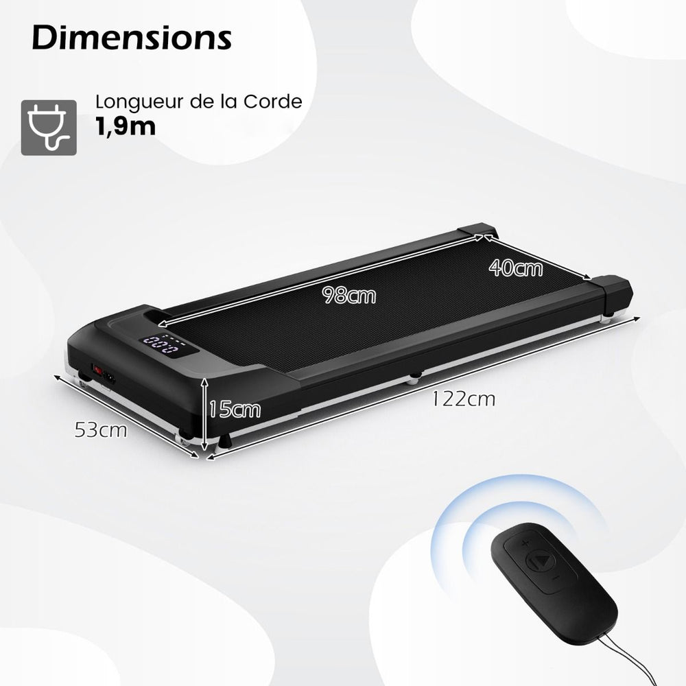 Tapis de Course Mince Tapis de Jogging avec Capacit de 120 Kg Tlcommande et cran Led Inclinable  Roulettes Tapis de Course  Glisser Gris/Noir/Rose -