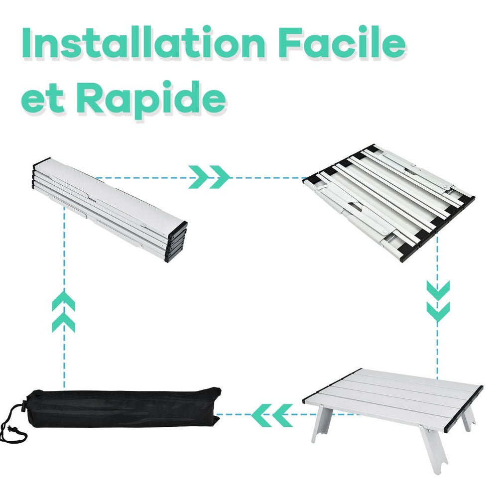 Lot de 2 Chaises de Camping Plage Pliante Table Enroulable en Aluminium Appui-tête Dossier Réglable à 5 Positions 6 Couleurs au Choix -