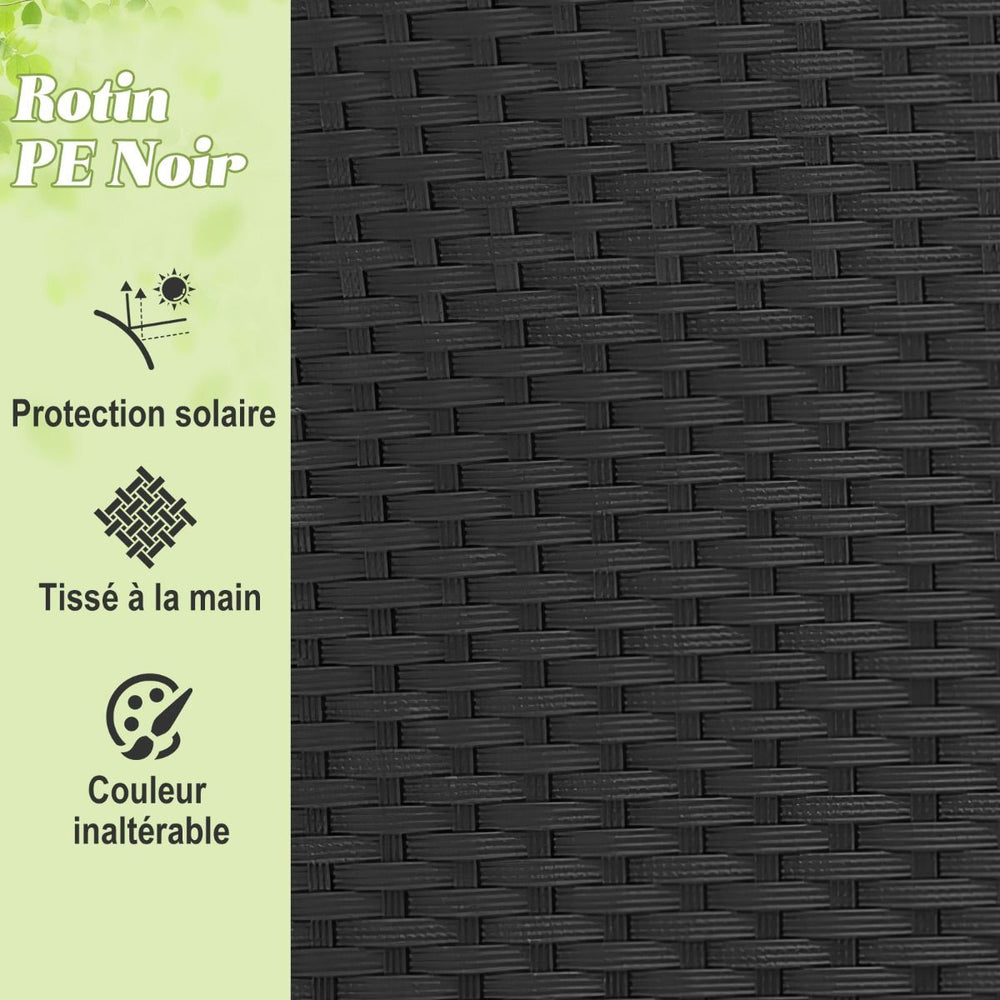 Lit Canap de Jardin Rond en Rotin PE Auvent Rtractable Coussins et Oreillers Amovibles Salon de Jardin Modulable Blanc -