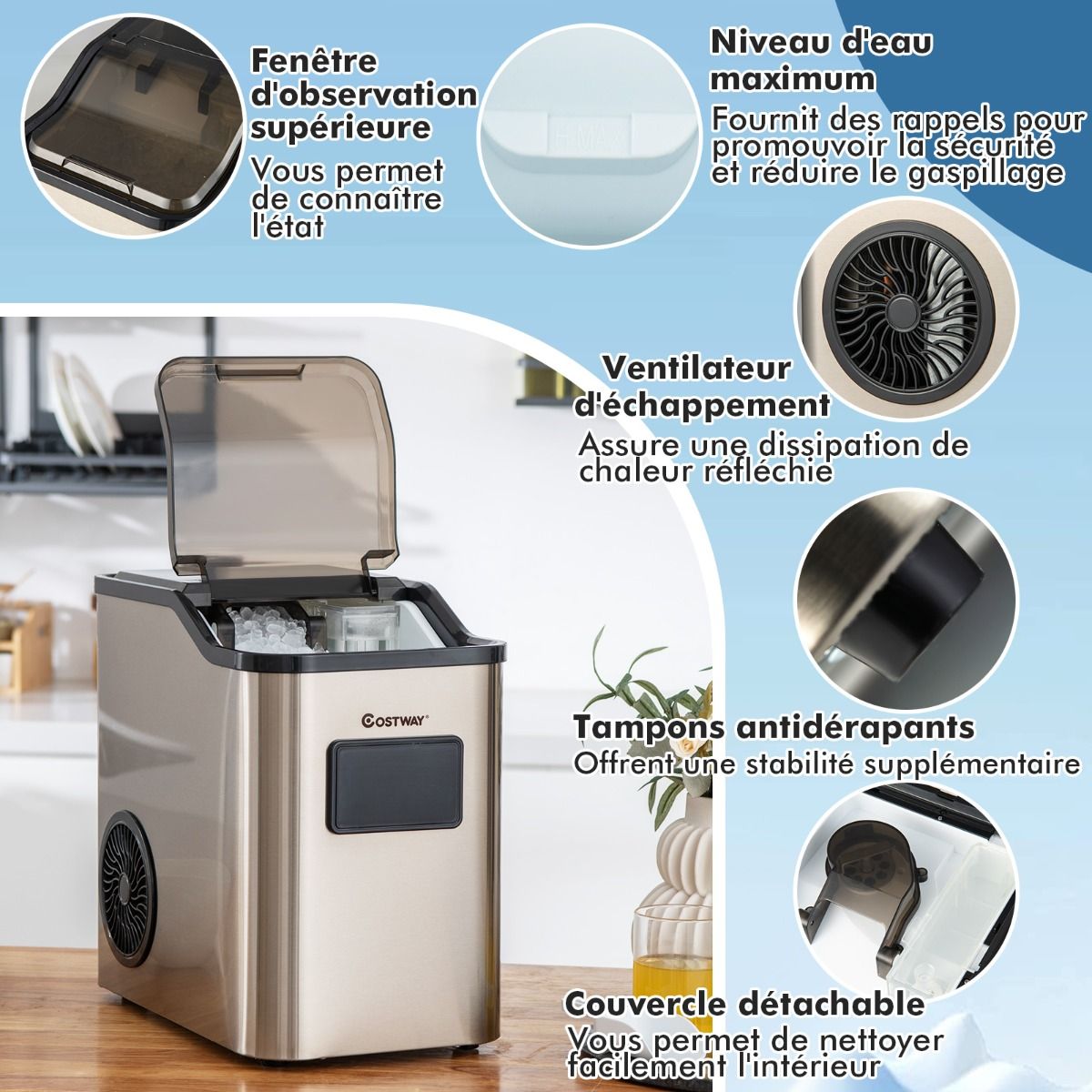 Machine  Glaons 24kg en 24h Panneau de Contr么le Tactile LED -