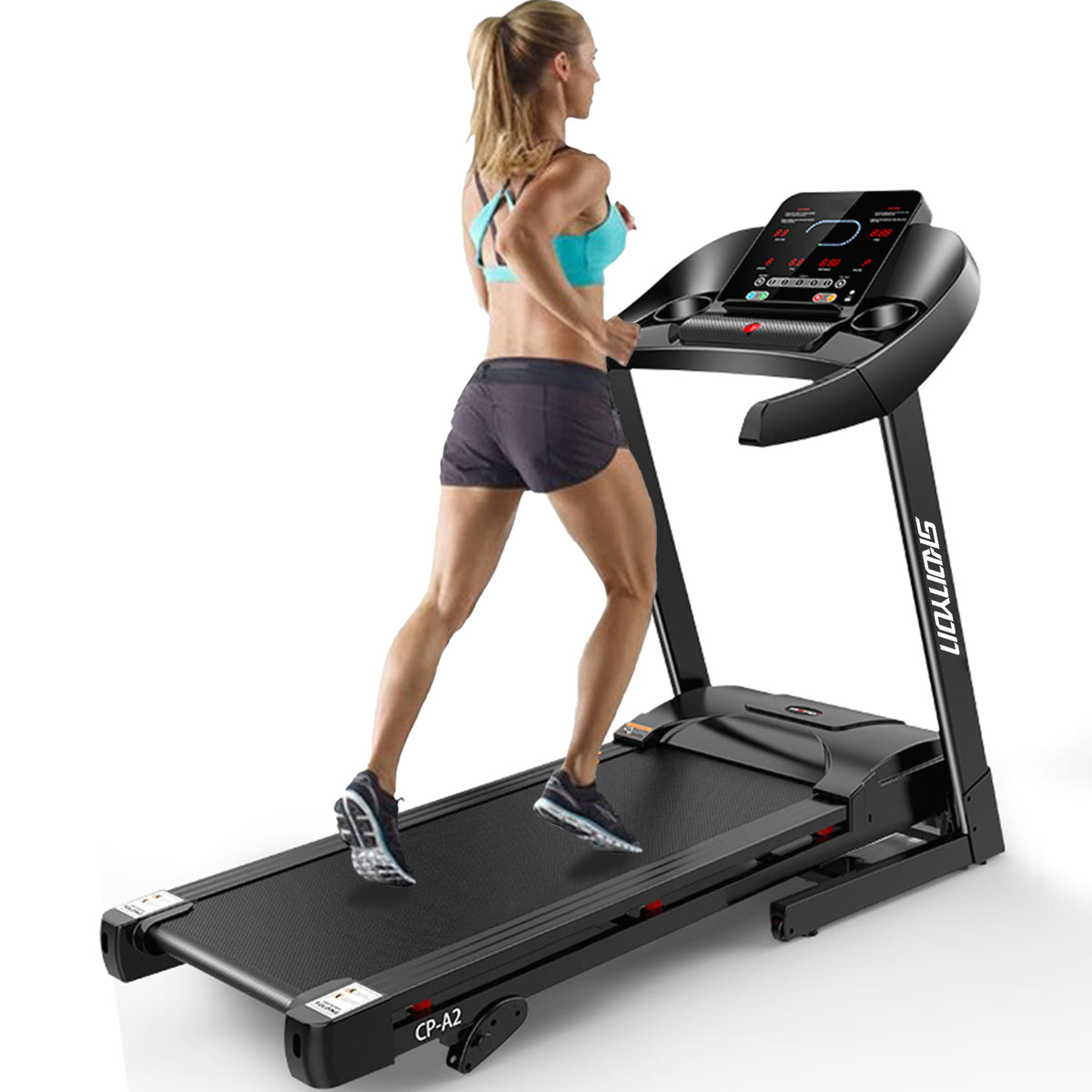 Tapis roulant intelligent pliant avec 15% inclinaison 2.5HP tapis roulant lectrique pliant avec affichage LED et porte-gobelet pour l'exercice de fitness  domicile