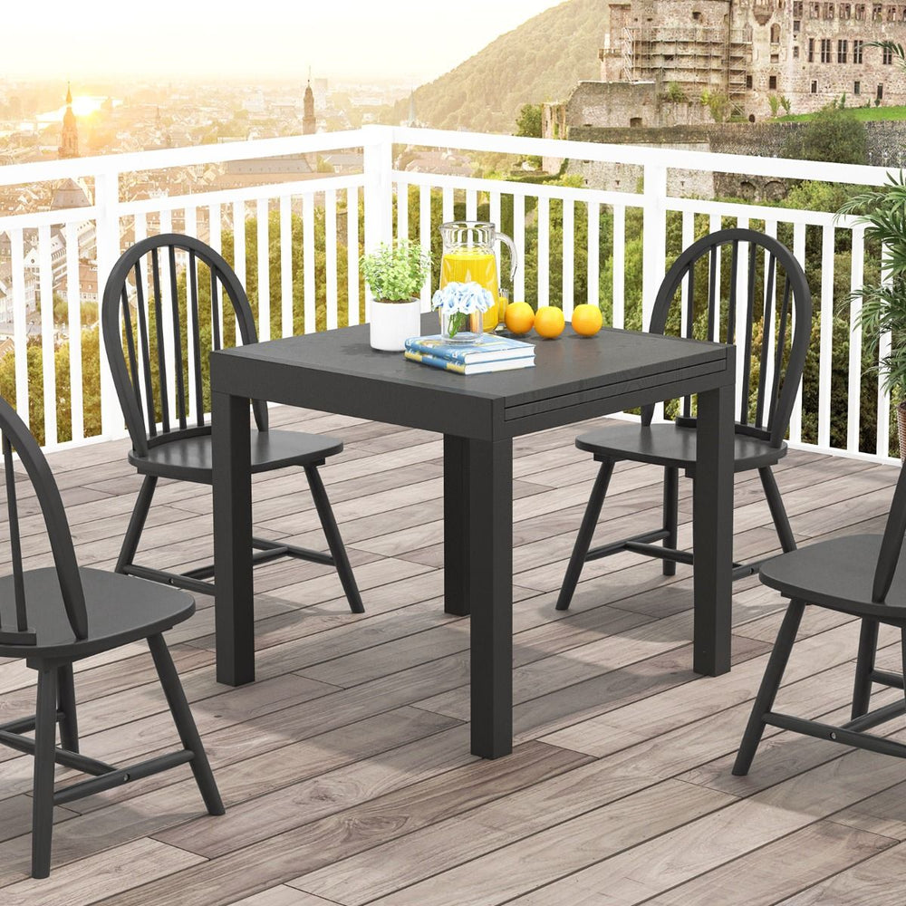 Table de Jardin Extensible en Aluminium Ajustable de 80 à 160 CM Table à Manger Rectangulaire pour 4-6 Personnes Gris/Naturel -