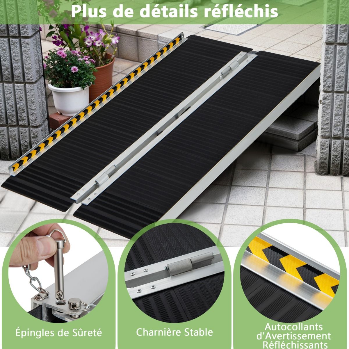 Rampe D檃ccs en Aluminium avec Plaque de Transition pour Maison 122L -