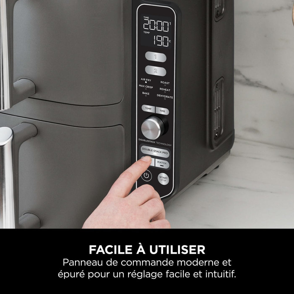 Foodi FlexDrawer Air Fryer,Dual Zone Avec Sparateur Amovible,Grand Tiroir de 10,4 L,7-en-1,Double Zone,Sans Huile,Pices Antiadhsives Compatibles Au Lave-Vaisselle,Noir AF500EU