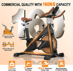 MettleMatic Vélo d'appartement ergomètre avec Bluetooth : vélo d'appartement avec résistance magnétique - Vélo de fitness d'intérieur avec écran LCD - Charge maximale : 160 kg