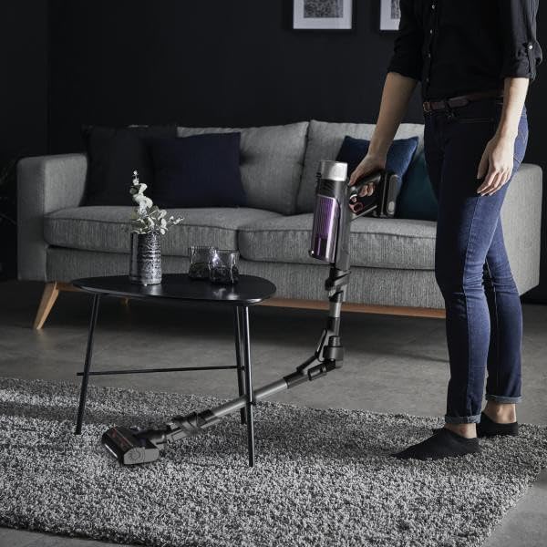 Rowenta X-Force Flex 9.60 Allergie Aspirateur balai sans fil,Filtration Anti-Allergènes,Puissant 100AW,Ultra Léger,Autonomie 45min RH2038WO,Noir / Violet