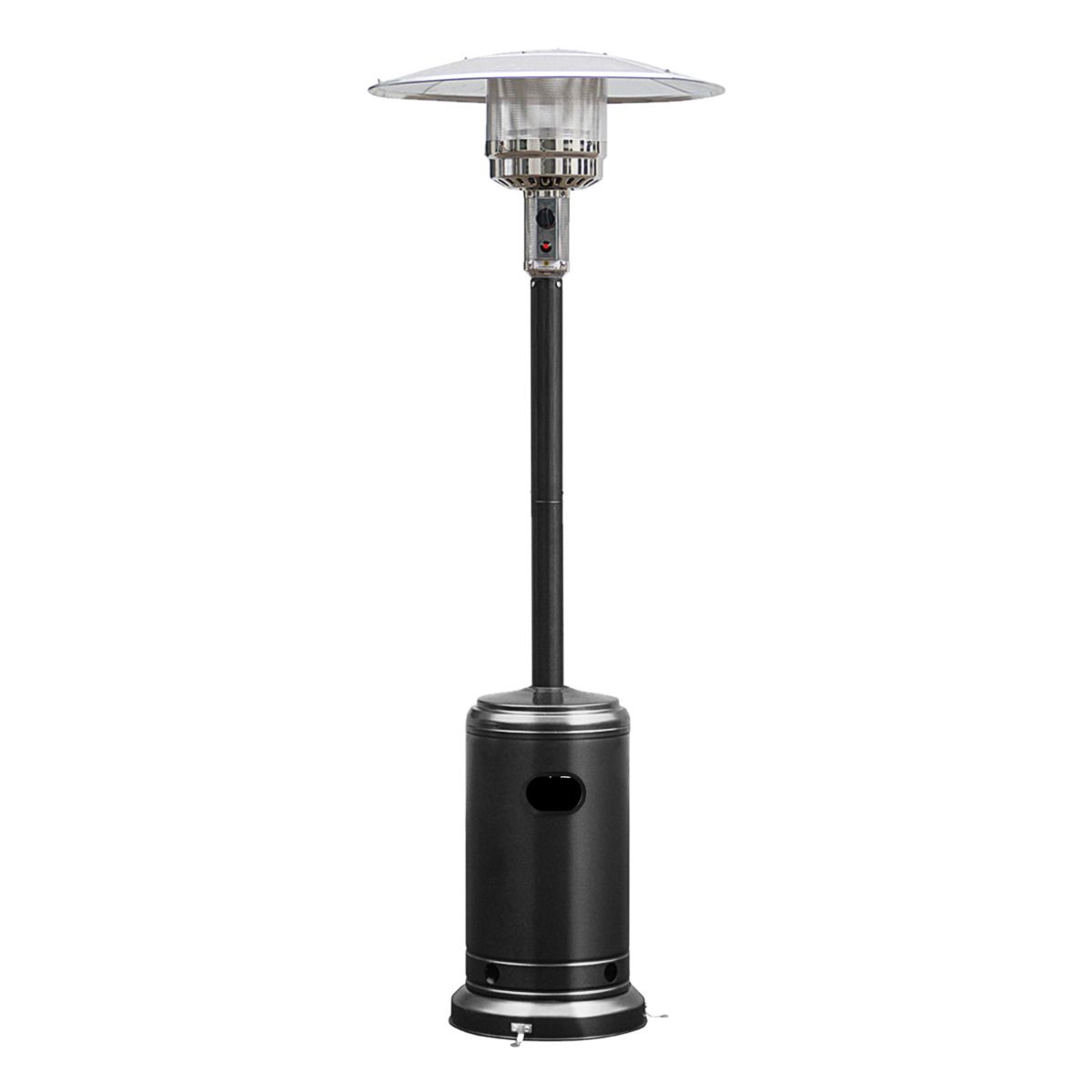 Parasol Chauffage Extérieur à Gaz 13KW Réflecteur 82cm avec Dispositif de Anti-basculement Tube 2 Roues Fluide 220cm Noir -