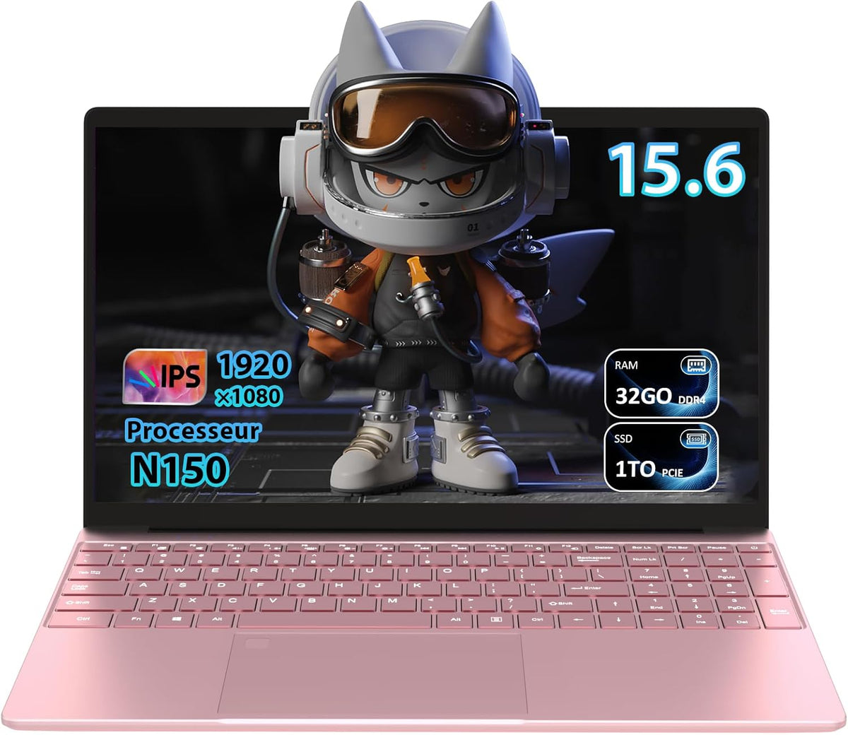 Pryloxen Ordinateur Portable Ultra-Fin 15 6" FHD IPS - Processeur Celeron N150 3 4 GHz 32 Go DDR4/1 to SSD Clavier Rétroéclairé Wi-FI 5G & Batterie 8000 mAh (360 × 275 × 18 mm 1 679 kg)