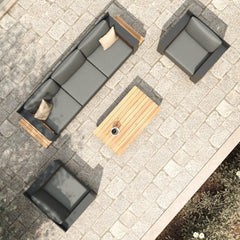 Salon de jardin aluminium et bois teck 5 places Antibes Gris anthracite - Action-sport36 -