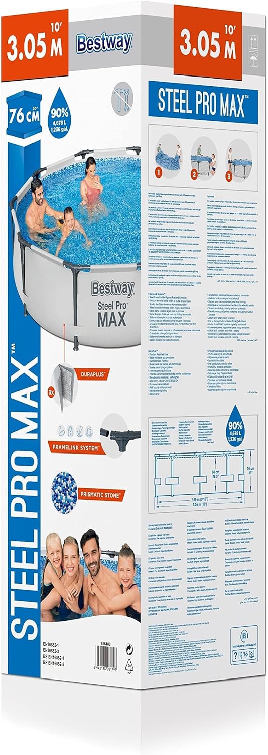 Piscine hors sol ronde Steel Pro Max鈩305 x 76 cm,Gris