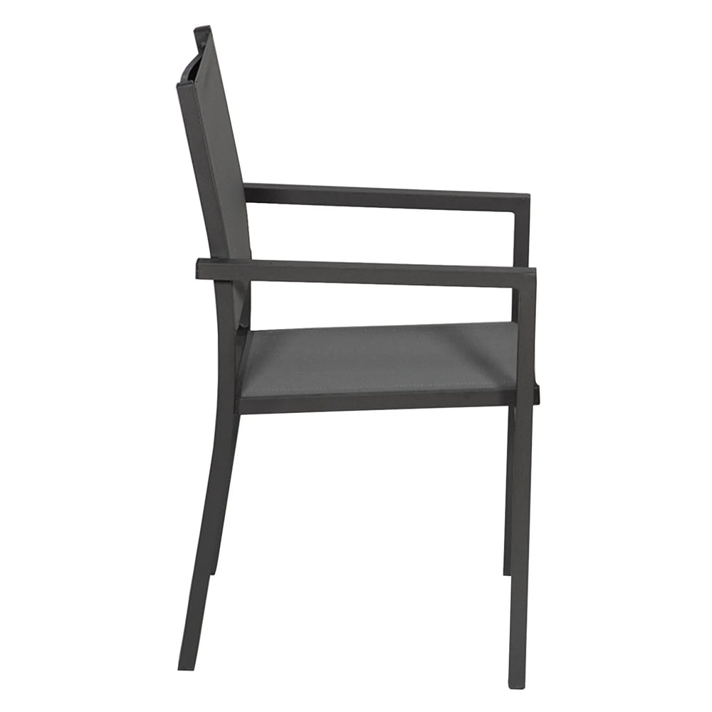 Lot de 8 chaises en aluminium anthracite - textilène gris -
