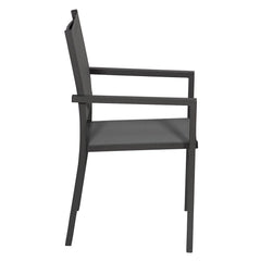 Lot de 8 chaises en aluminium anthracite - textilène gris -