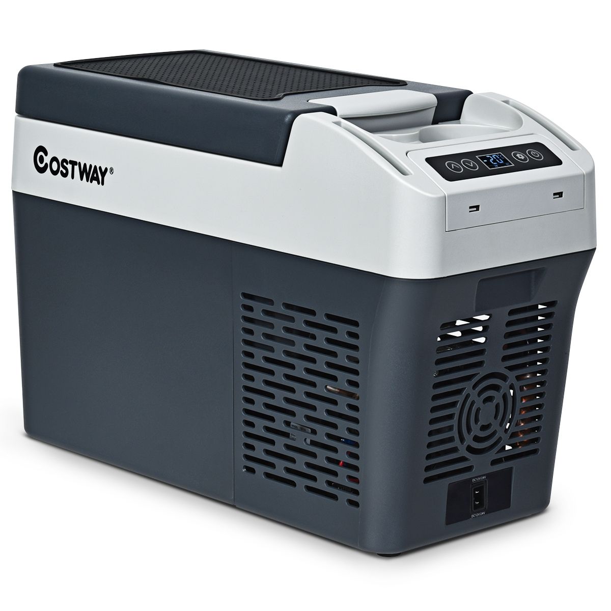Réfrigérateur Congélateur de Voiture 12L Portable Compresseur -20°C à +10°C Ampoules LED 2 Porte-gobelets 23x53x36cm -