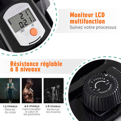 Rameur Magnétique Pliable 8 Niveaux de Résistance Écran LCD Numérique Poids Supporté de 100 KG pour Maison et Bureau -