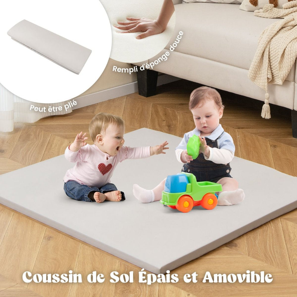 Tente de Jeu d'Intérieur en Bois pour Enfants 6 en 1 Tableau Noir Table Chaise 6 Bacs de Rangement Coussin de Sol Maison de Jeu pour 2-6 ans Beige -