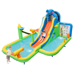 Toboggan Aquatique Gonflable Gant pour Enfants Piscine  claboussures sures Mur D'escalade Canons  Eau Lancer D'anneaux Cerceau (sans Souffleur) Multicolore -