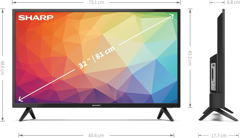 Sharp 32FG6EA - Android TV (11) Smart 32" HD - 32 Pouces - Google Assistant, Chromecast, Bluetooth, 2xHDMI, 2xUSB, Dolby Audio, Active Motion 400