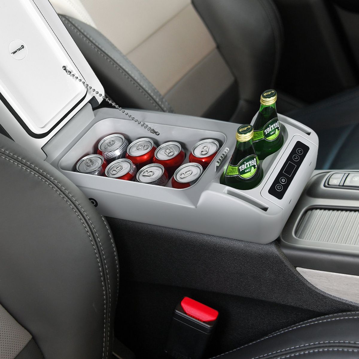 Réfrigérateur Congélateur de Voiture 12L Portable Compresseur -20°C à +10°C Ampoules LED 2 Porte-gobelets 23x53x36cm -