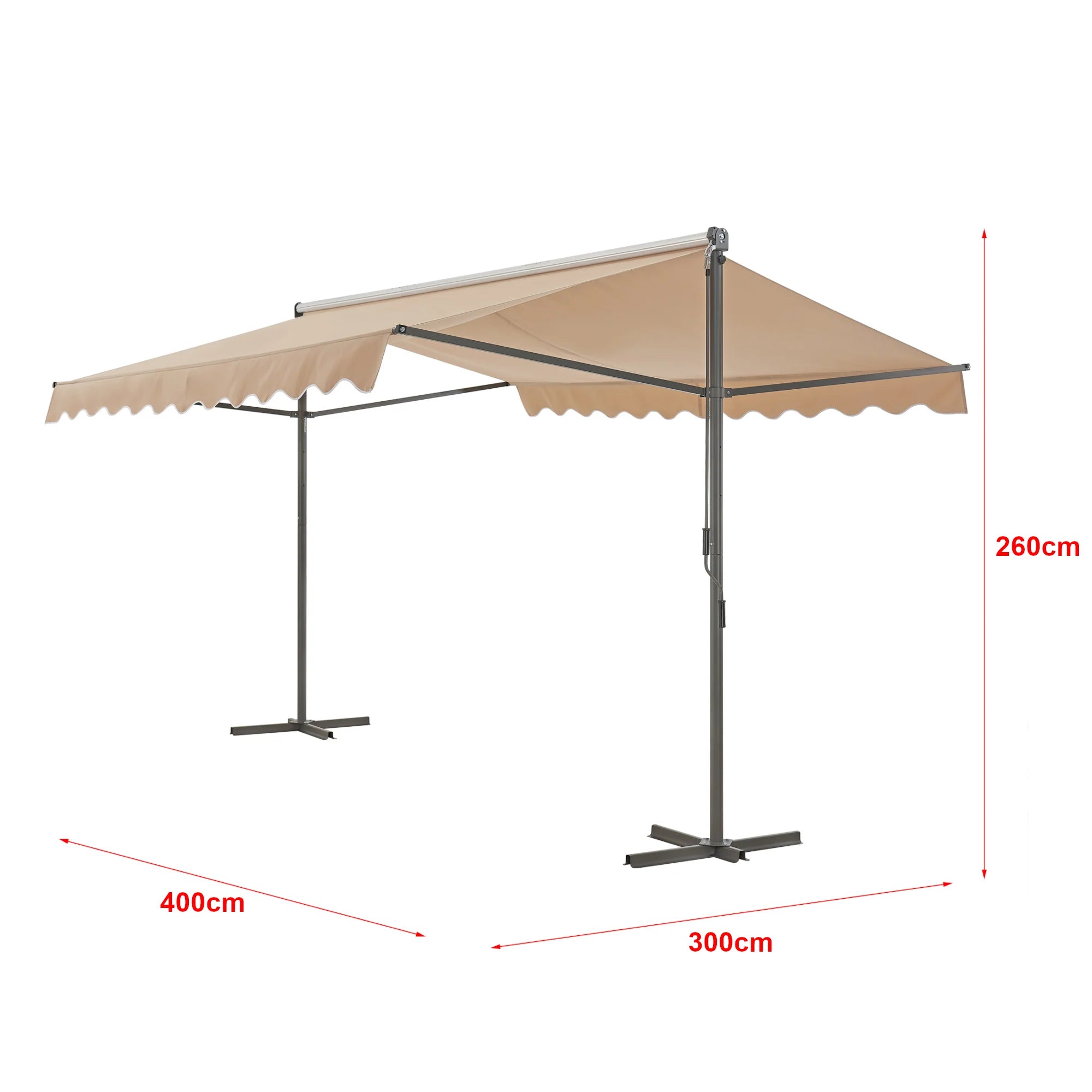 Store banne autoportant  double pente 400 x 300 x 260 cm sable 03_0008295 -