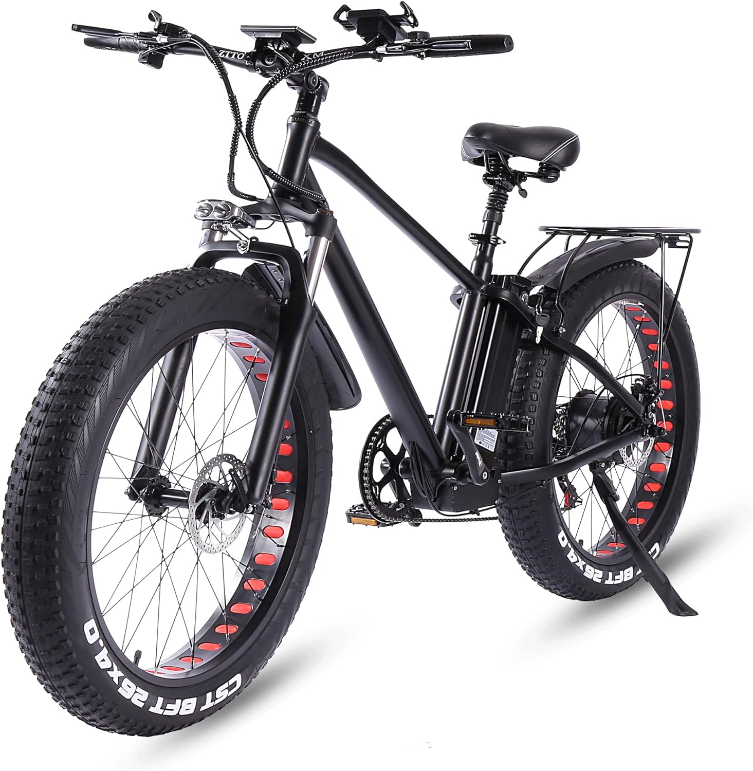 ride66 Vélo électrique VTT pour Homme Adulte,26 Pouces 21Ah Batterie au Lithium Shimano 7 Vitesses,Vélo Homme Fat Bike Noir XL -