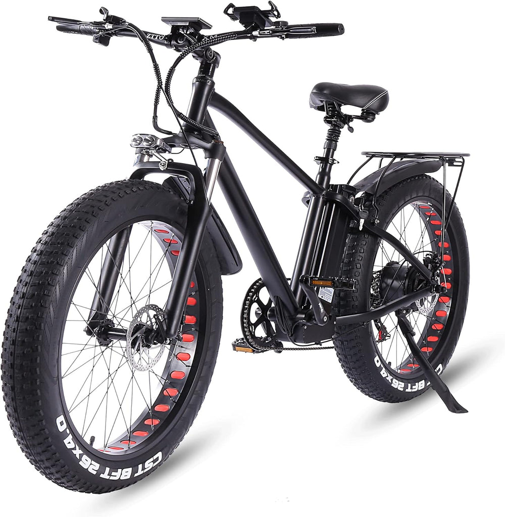 ride66 Vélo électrique VTT pour Homme Adulte,26 Pouces 21Ah Batterie au Lithium Shimano 7 Vitesses,Vélo Homme Fat Bike Noir XL -