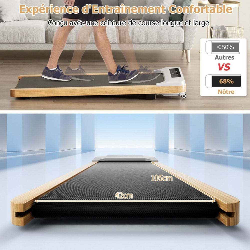 Tapis de Course Électrique 1,3-6KM/H Moteur 2,25HP à Roulettes Charge 120 kg avec Télécommande Écran LED 15 Programmes Gris -