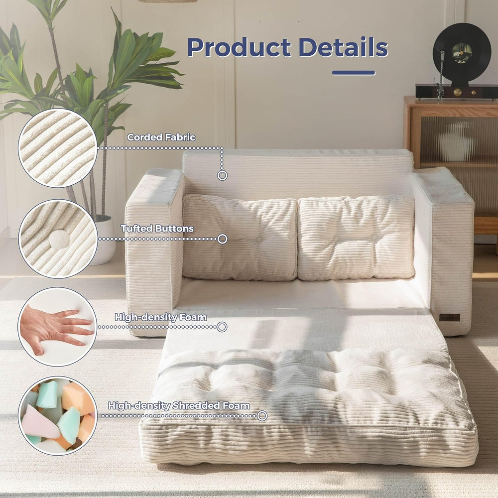 MAXYOYO Canapé-lit Convertible, Matelas Pliable Adulte Convertible Canapé-lit avec 2 Oreillers, Lit d'Appoint Surface de Couchage 101x196CM, Canapé pour Salon, Chambre à Coucher