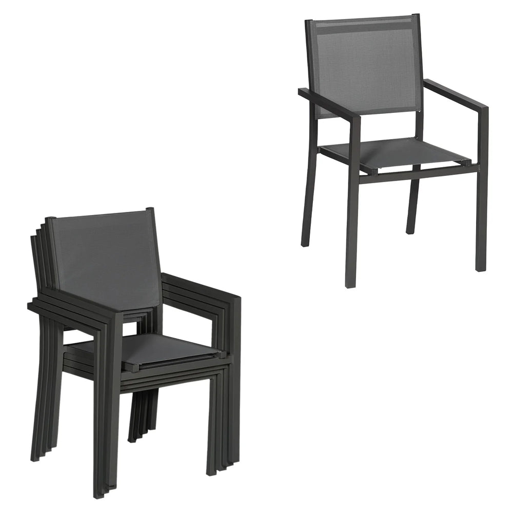 Salon de jardin extensible 10 places de 140/200cm en textilène gris - aluminium anthracite VENEZIA -