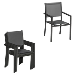 Salon de jardin extensible 10 places de 140/200cm en textilène gris - aluminium anthracite VENEZIA -