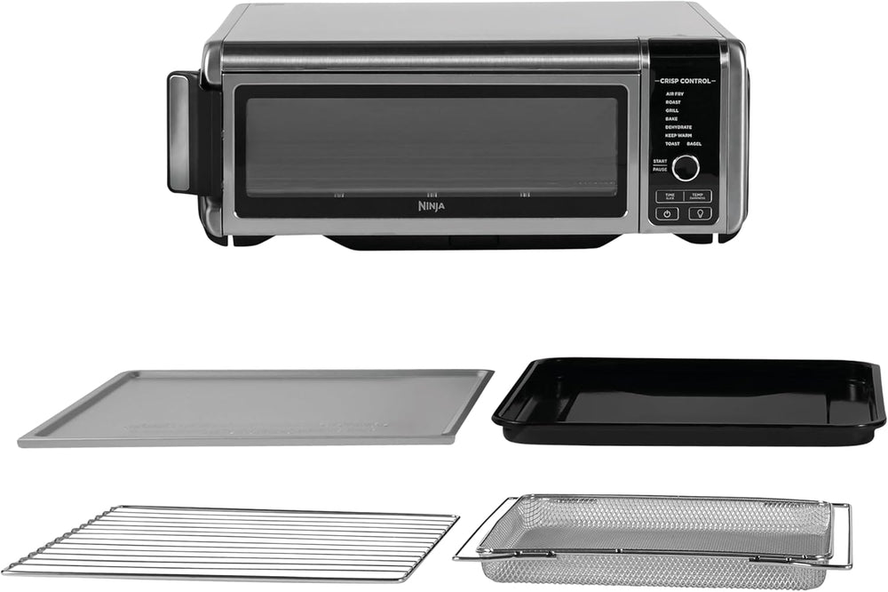 Ninja Foodi Four Multifonctions 8-en-1, Mini four portable, surfaces de travail, four multifonctions avec 8 fonctions de cuisson ; Air Fry, Rôtir, Griller, Cuire et plus encore. Argent/Noir SP101EU