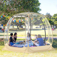 Tente Bulle  Ouverture Instantane pour 6  10 Personnes Tente D么me d'Extrieur 328 x 328 cm Rsistante Aux Intempries Transparent -