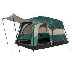Tente de Camping pour 6 Personnes avec 2 Pièces Tente Double Couchage Double Toit Bâche en Pe Fenêtres en Maille Imperméable avec Sac de Transport Vert -