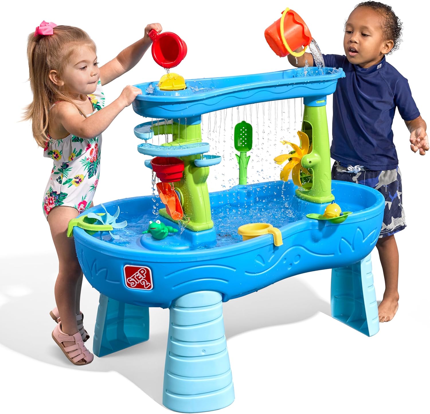 Rain Shower Splash Table d'eau avec 13 Accessoires - Bleu & Vert | Table Jeux d'eau | Table d檃ctivit pour Le Jardin,Table Activit Eau | Table d'eau Extrieur