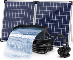 Kit complet de cascade solaire Biling pour bassin de jardin,cascade en acier inoxydable de 20 cm avec pompe de 2100 l/h pour mur d'eau de terrasse de jardin