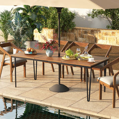 Table pour Jardin de 200 Cm Table d'extérieur pour 8 Personnes avec Trou pour Parasol de 5 Cm Pieds en Métal et Repose-pied Réglables -