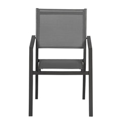 Lot de 8 chaises en aluminium anthracite - textilène gris -